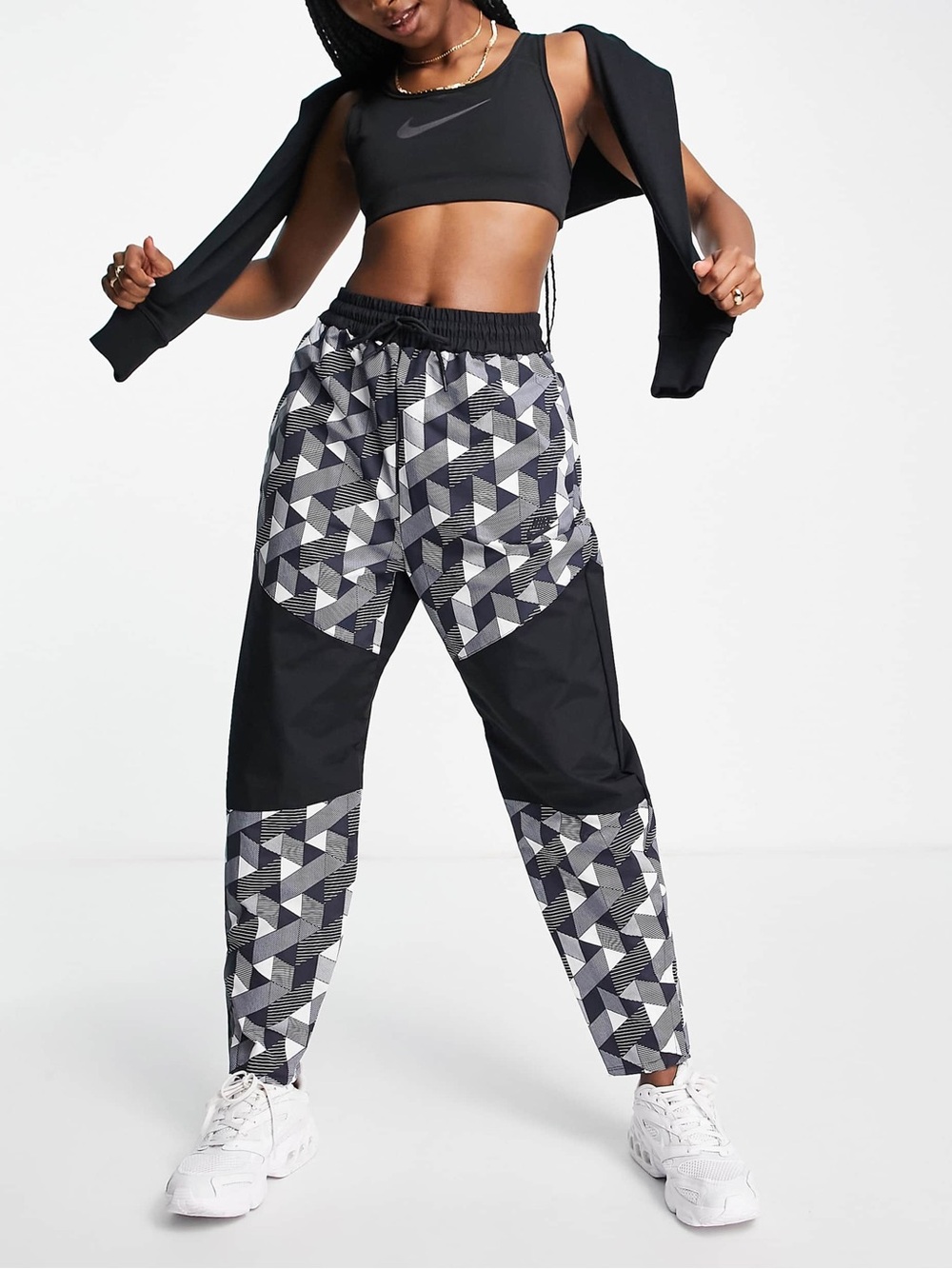 Nike x Serena Williams DesignCrew Woven Geo Print Cuffed Pants — Black | NWT | S